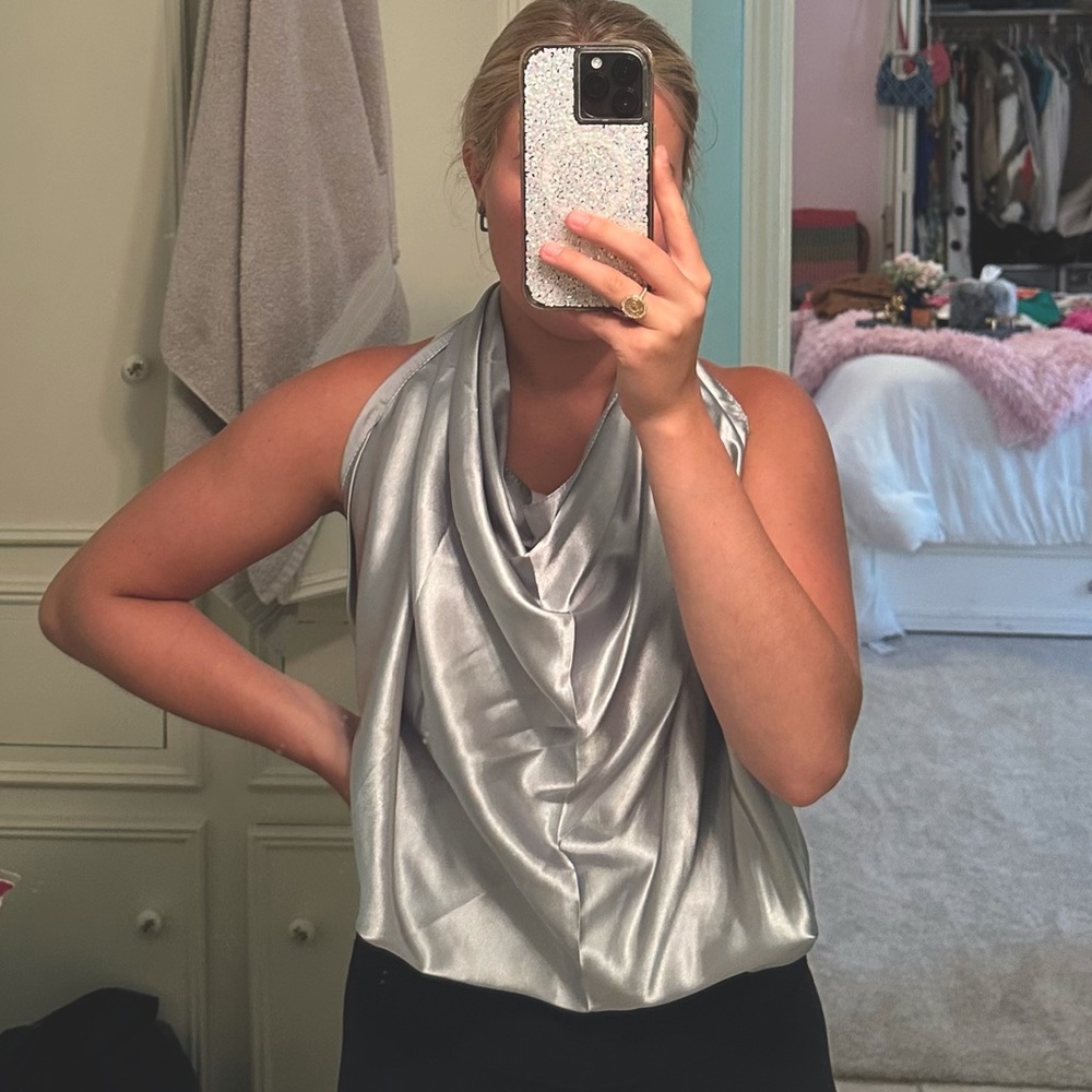Silver Scarf Top